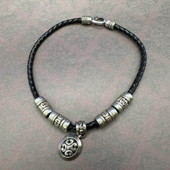 Brighton Retired Black Braided Leather Cord Choker Necklace - Picture 5 of 11